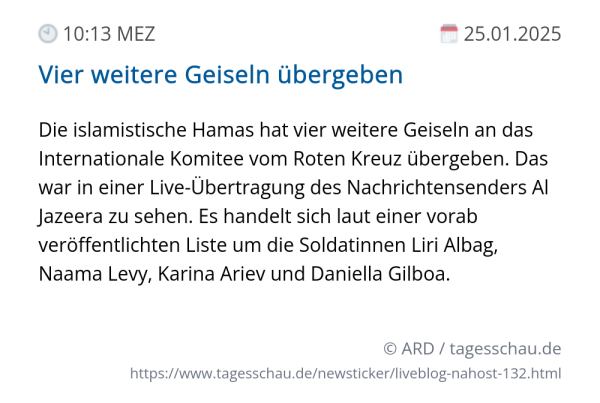 Screenshot eines tagesschau Liveblog Eintrags.