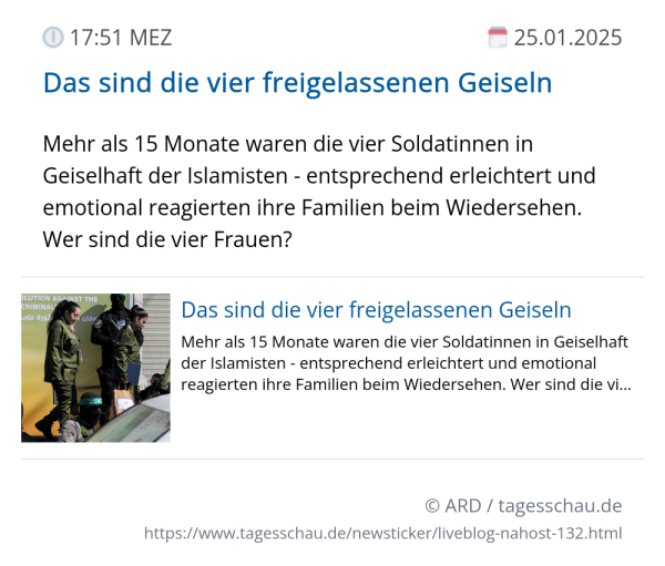 Screenshot eines tagesschau Liveblog Eintrags.