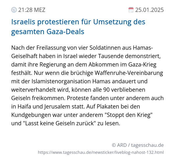 Screenshot eines tagesschau Liveblog Eintrags.