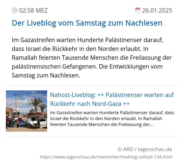 Screenshot eines tagesschau Liveblog Eintrags.