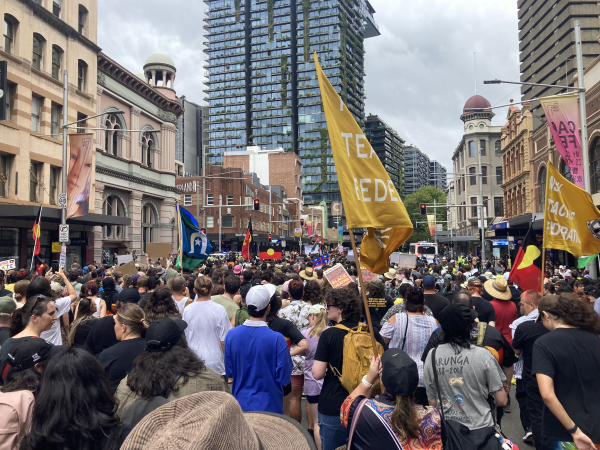 Marching with 30,000+ on unceded Gadigal land in solidarity with all colonised people everywhere.