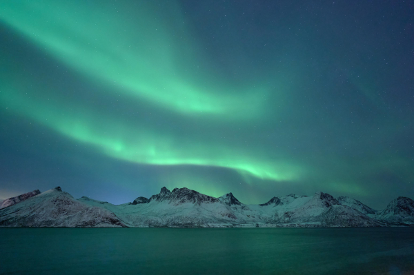 30 second exposure during an aurora in Senja, Jan 21 2025.