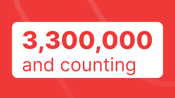 Image with the text “3,300,000 and counting”