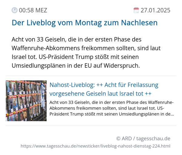 Screenshot eines tagesschau Liveblog Eintrags.