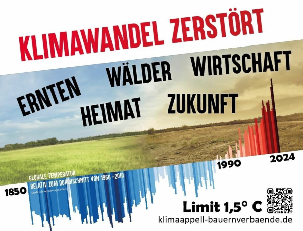 Bild, Klimawandel zerstört ernten Wälder Wirtschaft Heimat Zukunft klimaappell bauernverbände.de