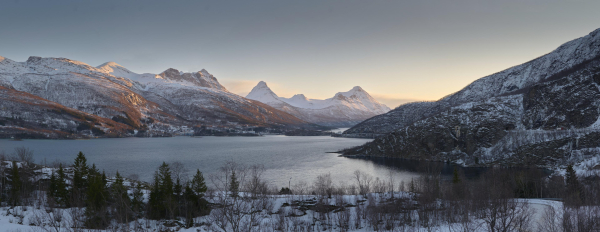 Wide scene of the fjord at Grov, looking to the south from Balteskard.

Taken with a Lumix S series full frame and the Sigma 60-600mm.