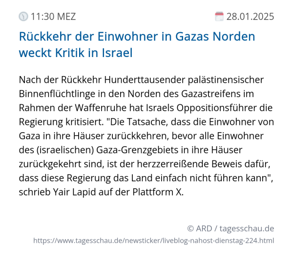 Screenshot eines tagesschau Liveblog Eintrags.