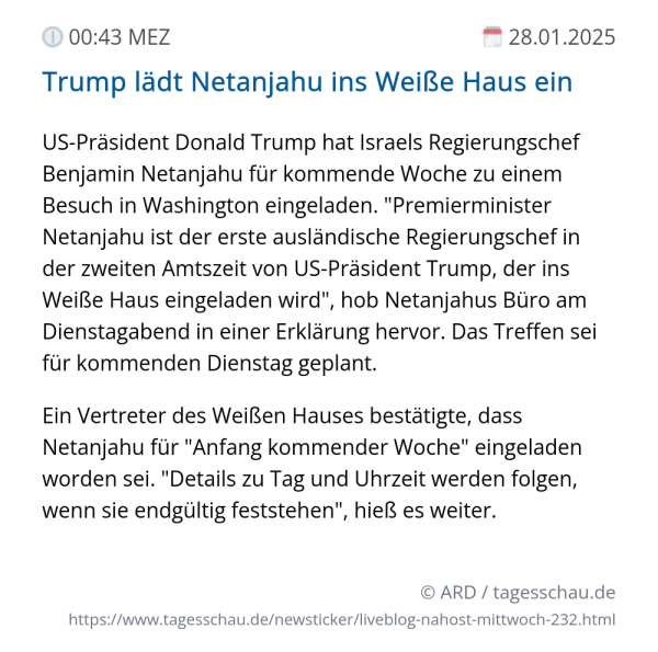 Screenshot eines tagesschau Liveblog Eintrags.