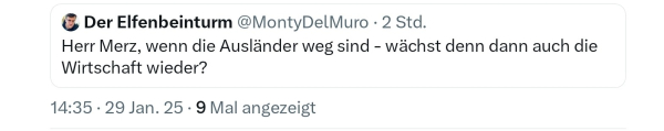 Monty del muro, Herr Friedrich Merz wenn die Ausländer weg sind wächst denn dann auch die Wirtschaft wieder