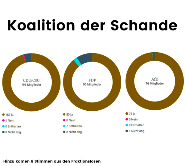 Koalition der Schande Abstimmungsergebnis der CDU CSU FDP und AFD