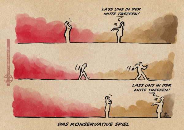 Cartoon: "Das konservative Spiel" von Guido Kühn