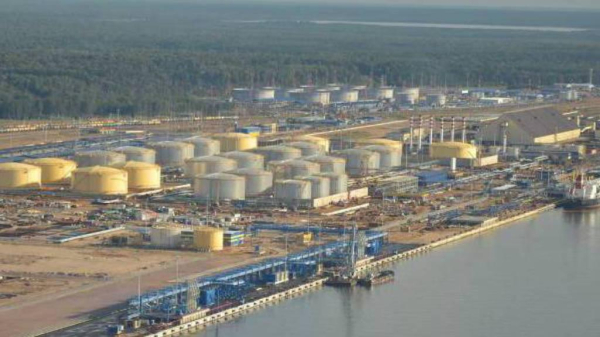 Oil terminals at Russia's Ust-Luga port on the Baltic Sea