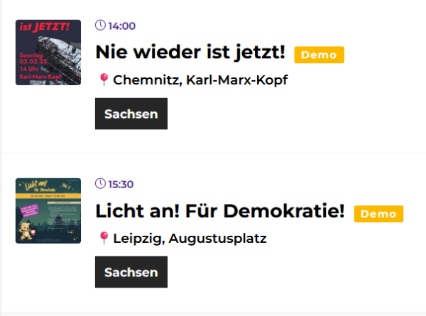 Screenshot der Demokrateam-Seite mit den Daten aus dem Text.