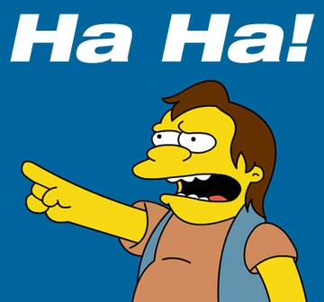 Picture of Nelson Muntz from the Simpsons, pointing and saying HA HA!