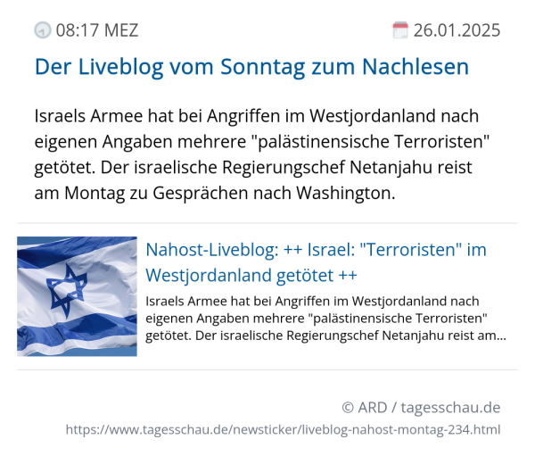 Screenshot eines tagesschau Liveblog Eintrags.