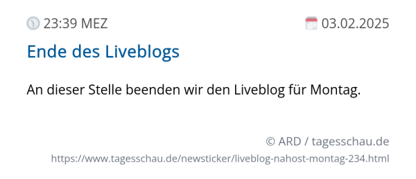 Screenshot eines tagesschau Liveblog Eintrags.