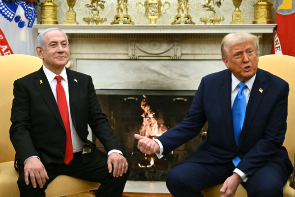 US president Donald Trump meets with Israeli prime minister Benjamin Netanyahu in the Oval Office on Tuesday.