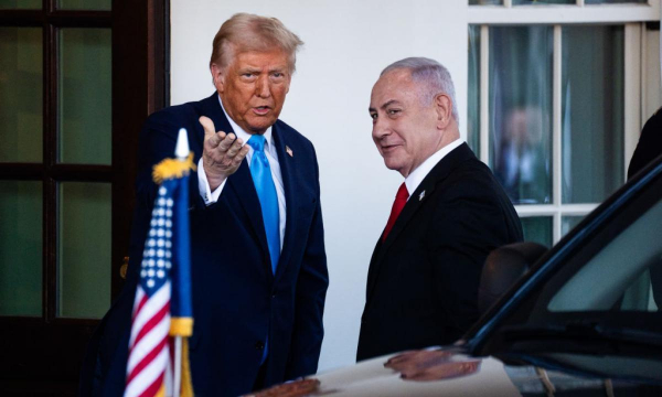 El presidente de Estados Unidos, Donald Trump, recibe al primer ministro de Israel, Benjamin Netanyahu, en la Casa Blanca. (Demetrius Freeman)