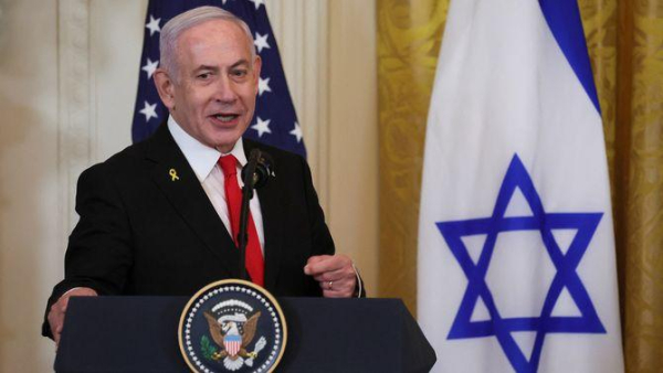 Benjamin Netanyahu, durant la roda de premsa posterior a la trobada amb Donald Trump a Washington (Reuters/Leah Millis)