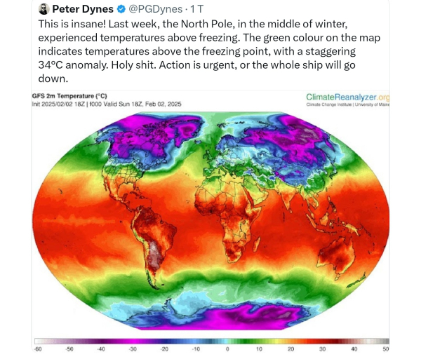 Peter dynes the north pole experienced temperatures above freezing... Action is urgent