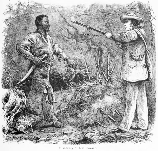 Capture of Nat Turner: wood engraving illustrating Benjamin Phipps's capture of Nat Turner (1800-1831) on October 30, 1831. Public Domain.