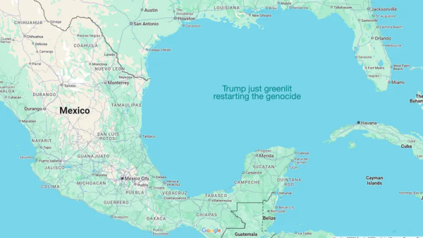 A map telling you that more important than what you call a gulf is the fact Trump is green-lighting a genocide.