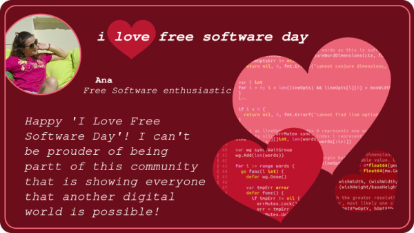 I love Free Software Day share pic generator with a quote and a picture of the person giving the quote.