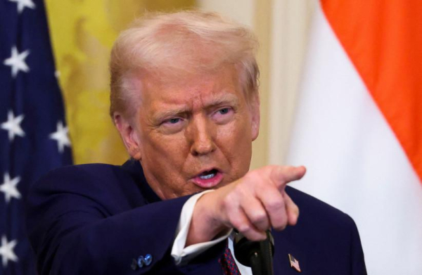 US President Donald Trump during a joint press conference with Indian Prime Minister Narendra Modi at the White House in Washington, DC, US. February 13, 2025. (credit: REUTERS/KEVIN LAMARQUE)