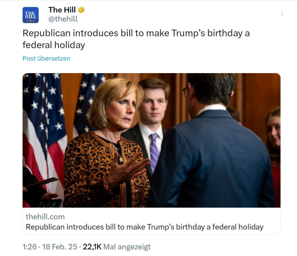 The Hill, republician introduces bill to make trumps birthday a federal holiday