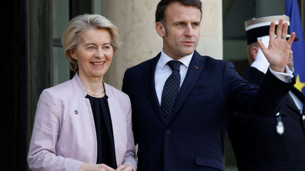 France President Emmanuel Macron and European Commission President Ursula von der Leyen, Paris, February 17, 2025 (Ludovic Marin/AFP/Getty)