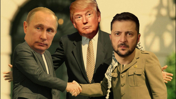 Trump overseeing the Oslo accords with Putin and Zelensky