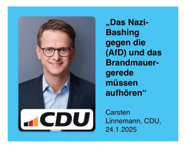 Linnemann, das Nazi bashing gegen die AFD und das brandmauergerede müssen aufhören