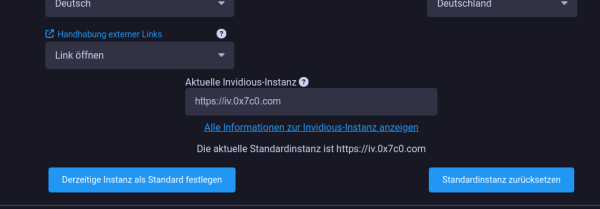 Einstellungen in Freetube