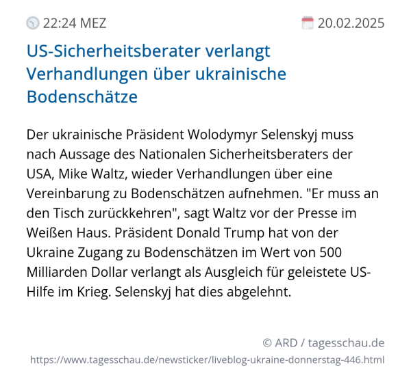 Screenshot eines tagesschau Liveblog Eintrags.