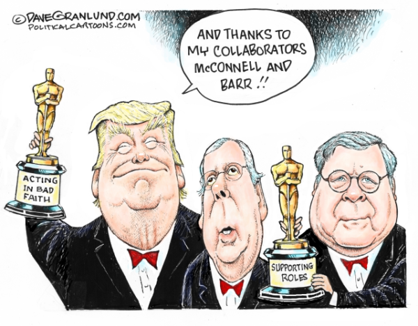 Trump and his collaborators Bill Barr and Mitch McConnell -- they have served their fossil fuel overlords in #KochNetwork well, servile dolts.