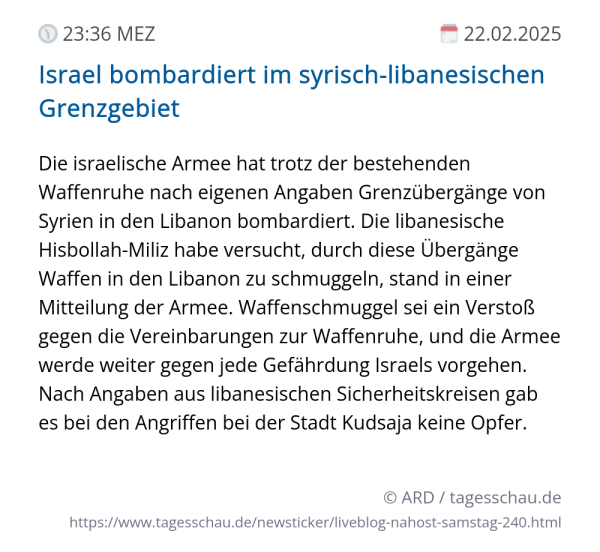 Screenshot eines tagesschau Liveblog Eintrags.