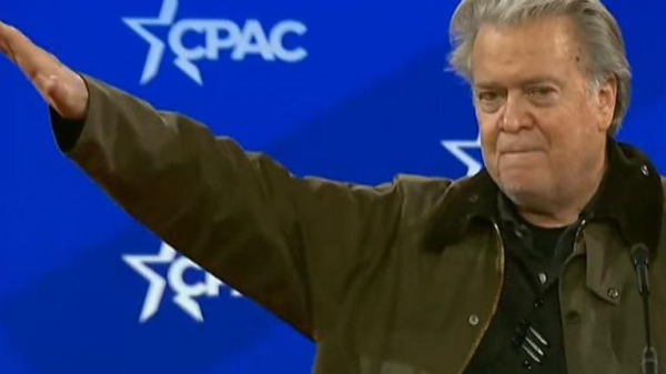 Steve Bannon apparently making a Nazi salute.