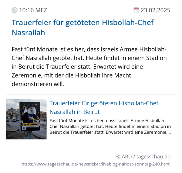 Screenshot eines tagesschau Liveblog Eintrags.