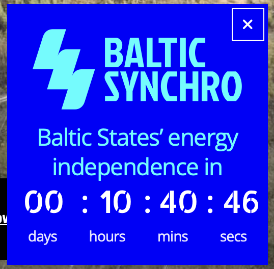 Countdown on the webpages of Elering, showing a bit more than 10 hours to go before the Baltic Synchro takes place: Switching the electric grid in the Baltics from Russia to Europe.