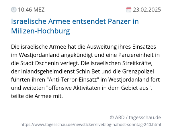 Screenshot eines tagesschau Liveblog Eintrags.