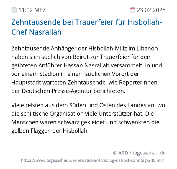 Screenshot eines tagesschau Liveblog Eintrags.