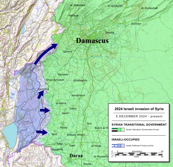 Map showing the territories Israel occupies in Syria.