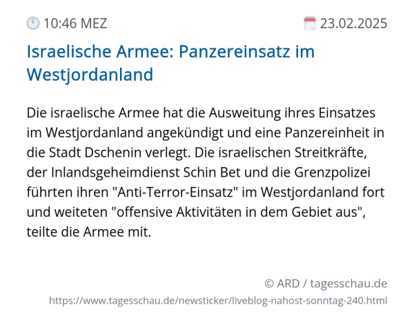 Screenshot eines tagesschau Liveblog Eintrags.