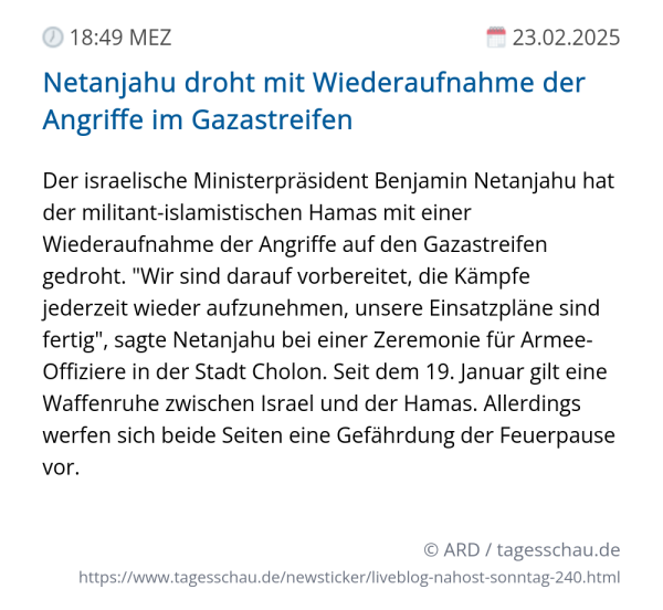 Screenshot eines tagesschau Liveblog Eintrags.