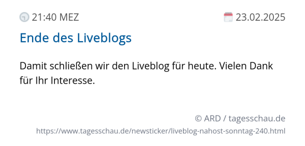 Screenshot eines tagesschau Liveblog Eintrags.