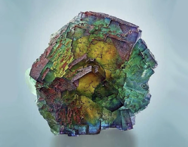 Rainbow colored cubic zoned fluorite, Mineral Cup 2022 Champion!