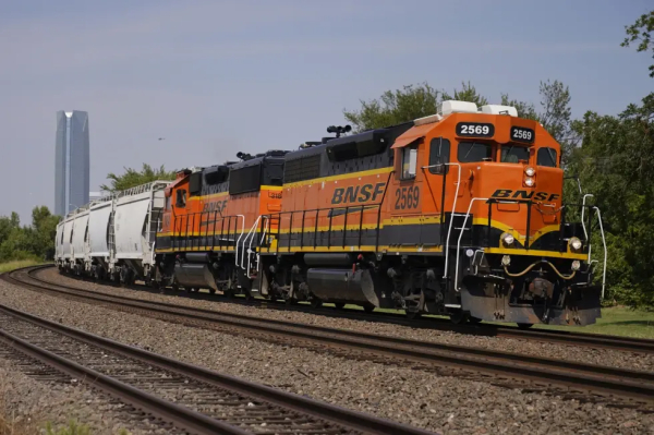 A BNSF locomotive heads south out of Oklahoma City, Sept. 14, 2022. (AP Photo/Sue Ogrocki, File)

A BNSF locomotive heads south out of Oklahoma City, Sept. 14, 2022. (AP Photo/Sue Ogrocki, File)
