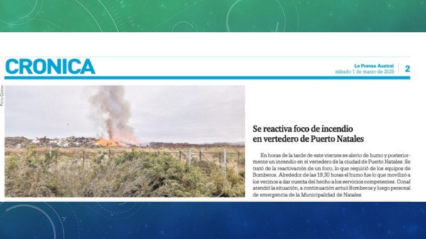 Sereactiva foco de incendio en vertederoi de Puerto Natales (LPA)