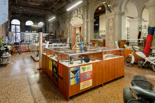 A large-angle view of one of the rooms of the Monte di Pietà art installation at Venice in 2024, which Trivellato describes in her article