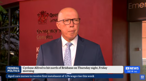 Peter Dutton appearing on ABC News 24.